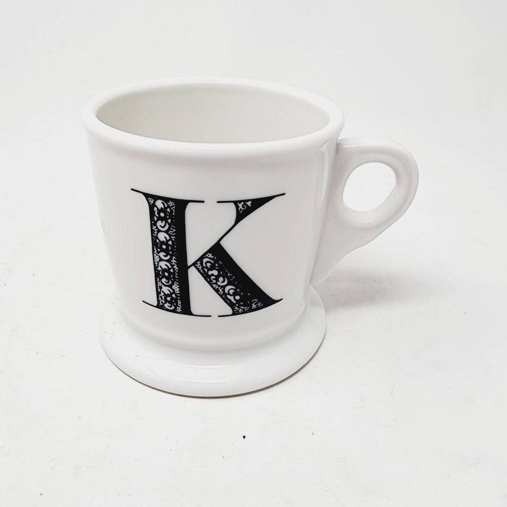 Anthropologie MONOGRAM Initial Letter “K” Coffee Mug Tea Cup 12 oz White